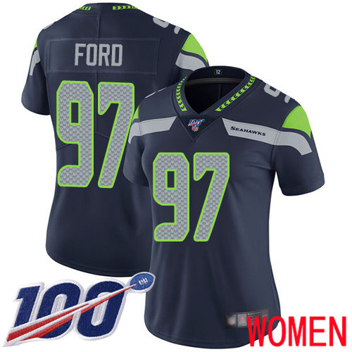 Seattle Seahawks Limited Navy Blue Women Poona Ford Home Jersey NFL Football 97 100th Season Vapor Untouchable